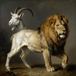 half goat, half lion, painting by Eugene Delacroix, highly detailed