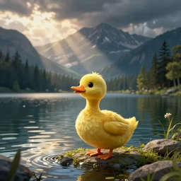 un dessin pour enfants d'un canard sur un lac