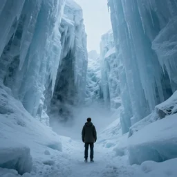 a man explores the icy corners from hell, artstation