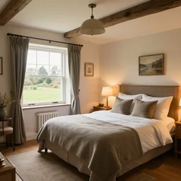 award - winning real estate photograph of cozy hygge bedroom in scottish countryside house