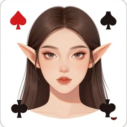 playing card design illustration, beautiful young woman elf + symmetrical face + symmetrical eyes + symmetrical pupils + small black pupils + white eye sclera + blue iris + gothic art + warm glow + medieval tavern + parchment texture + dark fantasy + ink + ornate baroque border frame + vines + symmetrical + symmetry + detailed intricate ink illustration + trending on Artstation + rich colors + high definition + 8k Octane render + 4k post-processing