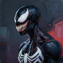 spidergirl Venom potrait, medium shot, asymmetrical, profile picture, Organic Painting, night, Matte Painting, bold shapes, hard edges, street art, trending on artstation, by Huang Guangjian and Gil Elvgren and Sachin Teng