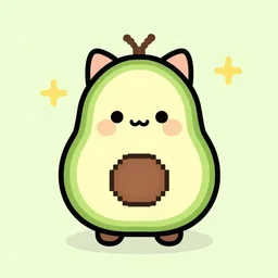 cute avocado cat, pixel art