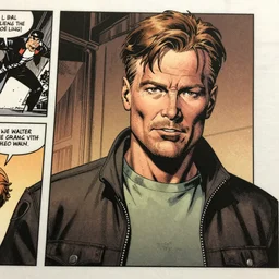 Walter White in a Vertigo comic panel, detailed,