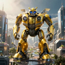 a futuristic city designed by bumblebee technology / hexagon