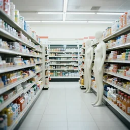 cinestill 5 0 d photograph of the inside of an empty convenience store, liminal space, lonely, mannequins, 3 5 mm, raw, unedited