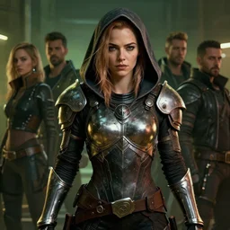 cyberpunk 2 0 7 7, charismatic rugged female battle emma stone - mage portrait, clothed in hooded, metal - plated battle armor atmospheric lighting painted intricate volumetric lighting, beautiful, sharp focus, ultra detailed by leesha hannigan, ross tran, thierry doizon, kai carpenter, ignacio fernandez rios