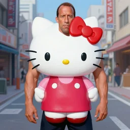 pop surrealism, lowbrow art, realistic vin diesel in a hello kitty dress painting, japanese street fashion, hyper realism, muted colours, rococo, natalie shau, loreta lux, tom bagshaw, mark ryden, trevor brown style,