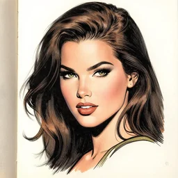 headshot of beautiful! female , comic book drawing  by j scott campbell