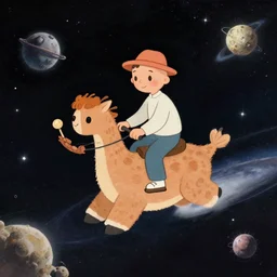a shnorgablop riding a gibimbi through space.