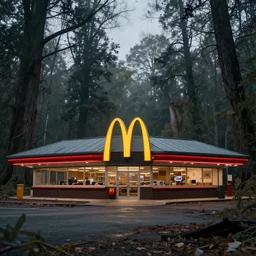 pristine mcdonald's in the apocalyptic forest