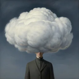 cloud - man, by rene magritte, centered, detailed painting, hd, hq, high resolution, high detail, 4 k, 8 k