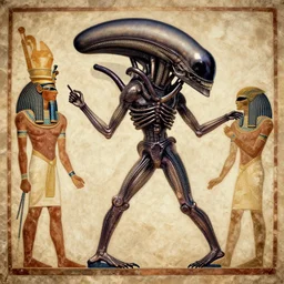 ancient egyptian art of xenomorph giger alien from movie alien