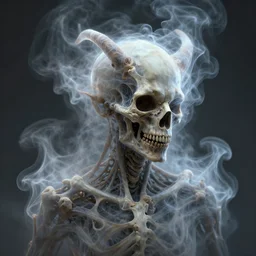 a centered uncut sideview portrait of a demon made of smoke and laced bone. tranclucent. dynamic. motionblur. houdini 3 d 8 k gigapixel render. substance designer. unreal engine. abstract demon face vanishing. inspired by andrei riabovitchev, tomasz alen kopera and rutkowski. rendered by janusz jurek - w 5 1 2