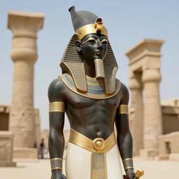 a dramatic hero portrait of an ancient nubian temple guard in old egypt. photography photo art. cover of national geographic magazine