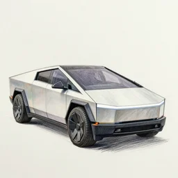 a cyberpunk car, sketch, crayon render