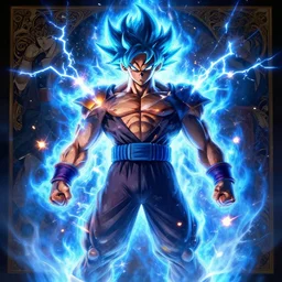 symmetry!! portrait of ultra instinct shaggy, epic, blue aura, sparks and thunders, highly detailed, dynamic lighting, digital art, digital painting, artstation, wlop, sharp focus, illustration, art by artgerm and greg rutkowski and alphonse mucha, 8 k