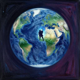 dreaming of a world where i can teleport by edouard manet and ruan jia, style of cyber noir