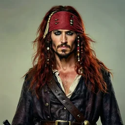portrait painting of a 3 0 years old rugged masculine muscular male seductive pirate winking long long hair soft hair flowing hair crimson hair flirty wink upper body only chest hair long coat elegant rugged handsome unreal render cinematic lighting art 1 9 2 0 period drama by bussiere rutkowski andreas rocha