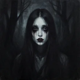 penanggalen, eerie painting, high contrast