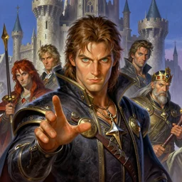 a vibrant illustration portrait of a male fantasy illusionist with piercing eyes in very detailed castle setting, art by frank frazetta, artgerm, michael whelan, chris riddell, greg rutkowski, wallpaper, rpg, rpg portrait, dungeons and dragons, pathfinder, baldur's gate, darksun