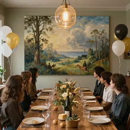 having a cool party birthday party, painting by casper david friedrich, highly detailed