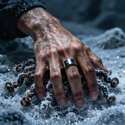 photo of mc ride's hand in sea of pearls, buried in frozen jheri curls, death grips