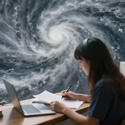 brother's girlfriend studying hurricanes, artistic blur, natural