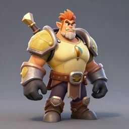 Medium shot of a typical character in the style of Blizzard Studio