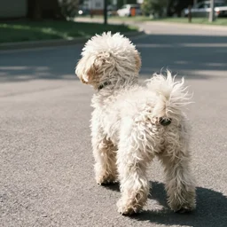 color video footage of a wired shape dog, day, summer, view from behind, 1 9 9 0.