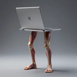 a laptop with human legs, anatomically correct, 8 k, studio lightning, ultra realistic