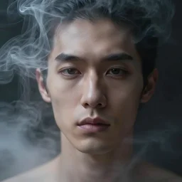 highly detailed portrait of a man, etheric mood, matte painting, swirls of smoke and mist, high definition camera, depth of field