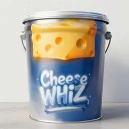 cheese whiz as graffiti art on a paint bucket by lee, masterpiece, centered, trending on artstation