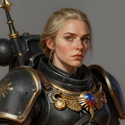elizabeth olsen as Sister of Battle, warhammer 40k, closeup character portrait art by Donato Giancola, Craig Mullins, digital art, trending on artstation