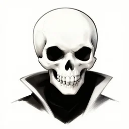 a cyberpunk skull character drawn in the style of samurai jack