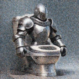 oversized giant anthropomorphic hi tech toilet bowll knight