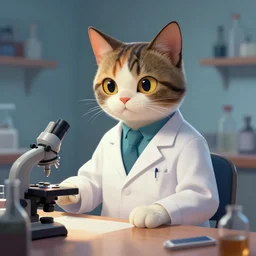 anthropomorphic cat scientist, stylized, trending on artstation, 4 k, digital painting