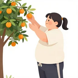 a short stocky man with a beer belly and long black hair in a ponytail, wearing jogging clothes, stealing kumquats off his neighbor's tree and putting them into a ziplock baggy, in the daytime in suburban San Diego, California, artwork by Artgerm, Rutkowski, Dale Keown and Van Sciver, featured on artstation, cgsociety, behance hd