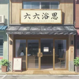 a screenshot from the award-winning anime film by Makoto Shinkai of a japanese storefront