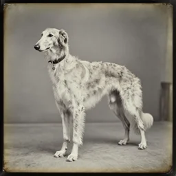 A daguerreotype photograph of a Borzoi.