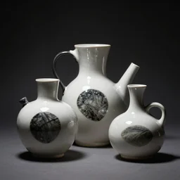 study of shino ceramics with bold innovative organic shapes, background darkness, bokeh, studio lighting, hard lighting