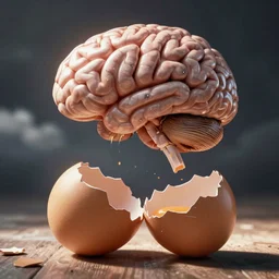 an egg cracking and a brain coming out