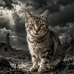 cat in the style of beksinski