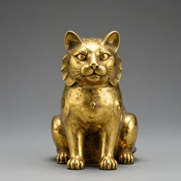 an ancient gold cat statue