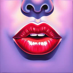 illustration of lips by shusei nagaoka kaws, david rudnick, airbrush on canvas, pastell colors, cell shaded