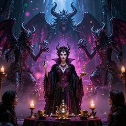 immortal novice vampire princess summons demons from hell serious colorful gothic ceremony 4 k high definition soft diffuse lighting artstation trending path traced contrast light and dark colorful bokeh massive scale cinematic breathtaking, art by greg rutkowski
