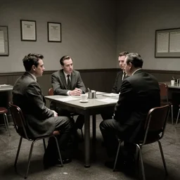 1 9 4 0 s interrogation room, film noir, set piece from the movie shadow of a doubt by alfred hitchcock,!! super detailed!!, trending on artstation