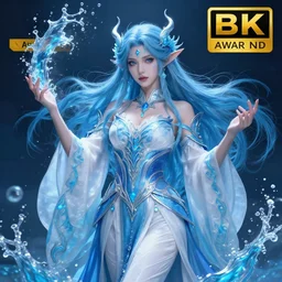 beautiful!! elemental sky witch with intricate ornate blue and white robes and water powers artgerm anne stokes highly detailed 8 k hdr smooth sharp focus high resolution award - winning photo photorealistic