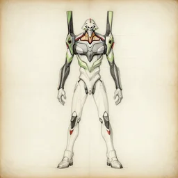 evangelion schematic blueprint pencil sketch scientific drawing by leonardo davinci stained paper old masters