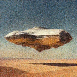 monumental spaceship inspired by Dune depicted levitating over a barren desert landscape by Jim Burns and James Gurney, dramatic lighting, cinematic, CGSociety